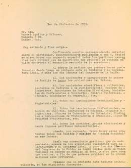 Archivo Histrico Carta a Manuel Aguilar Salazar 