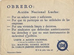 Archivo Hist�rico Obrero: Acci�n Nacional Lucha 1958